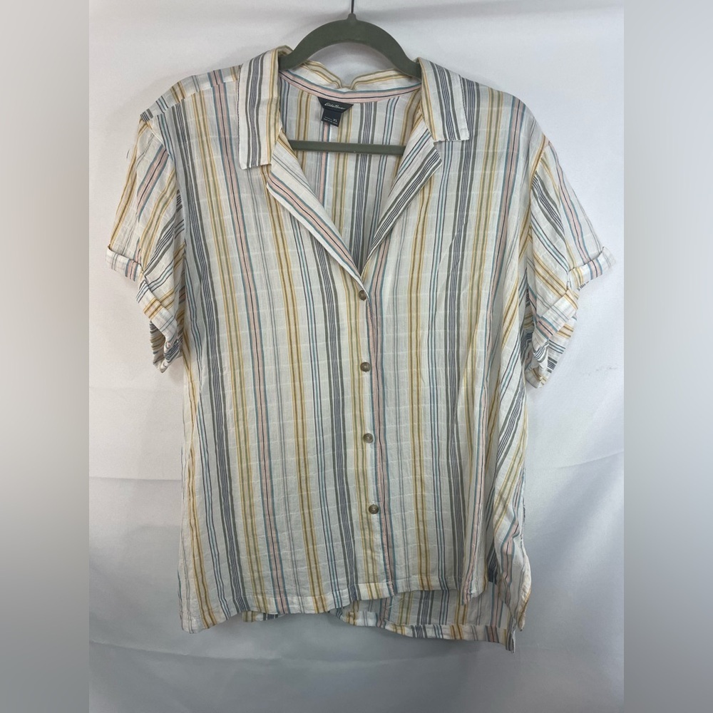 Eddie Bauer cotton striped button down. So cute and soft! Size XL